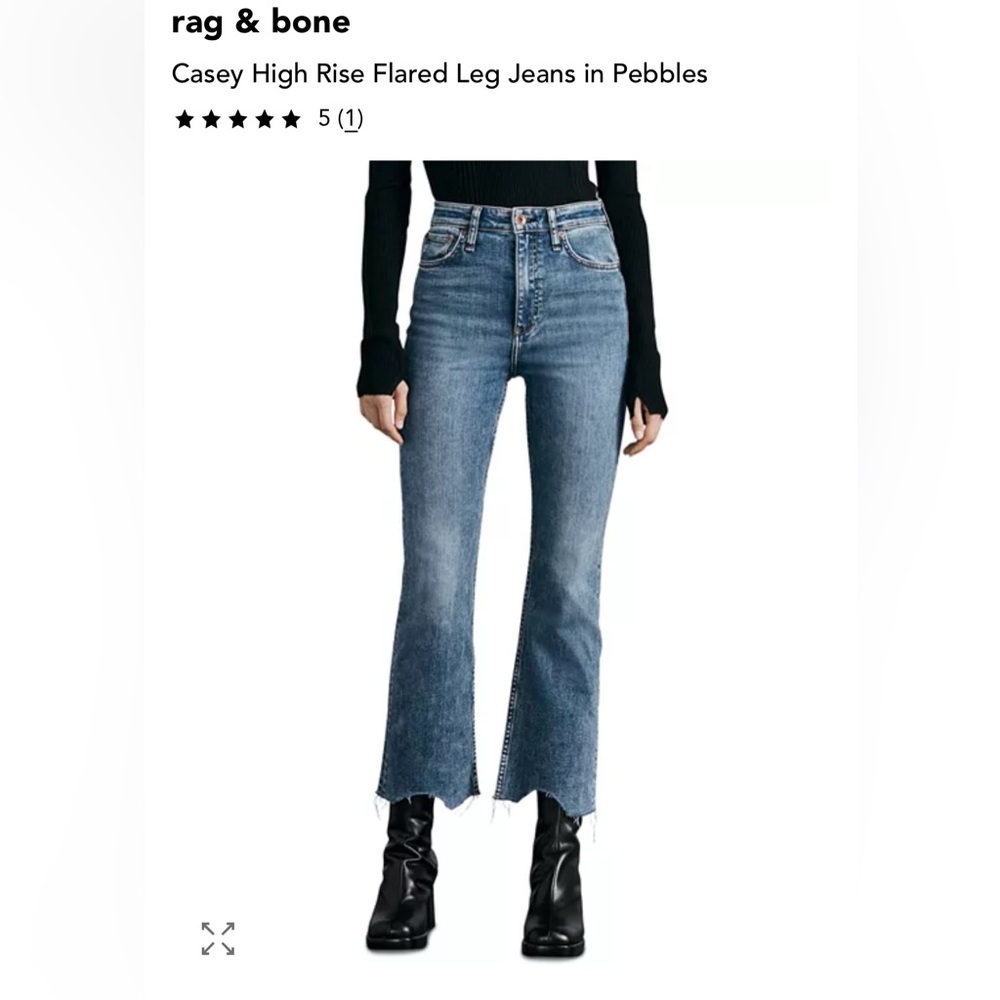 Rag & Bone Casey High Rise Flared Leg Jeans in color Pebbles size 23